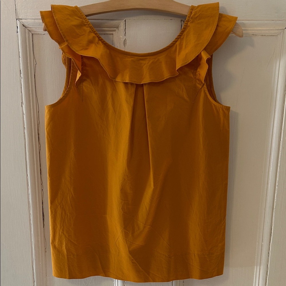 J. Crew Mustard Ruffled Blouse